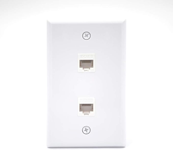 VCE 2-Port Ethernet Wall Plate, CAT6 Wall Plate and Jack, RJ45 Keystone Wall