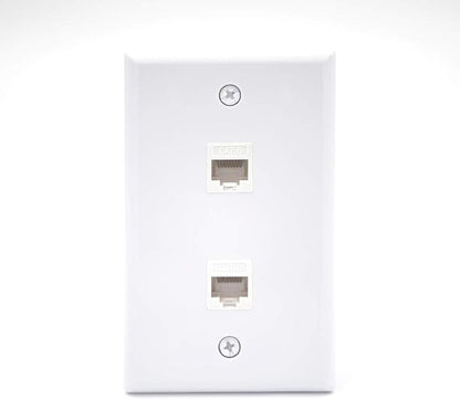 VCE 2-Port Ethernet Wall Plate, CAT6 Wall Plate and Jack, RJ45 Keystone Wall