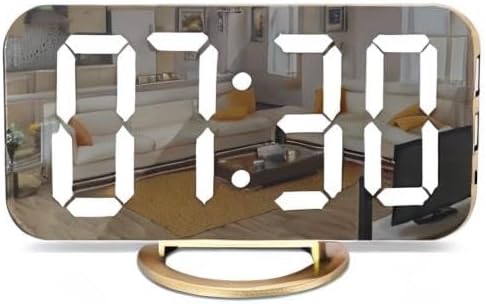 SZELAM Digital Alarm Clock, LED and Mirror Desk Clock Large Display,