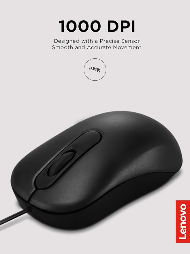 Lenovo 100 Wired USB Computer Mouse