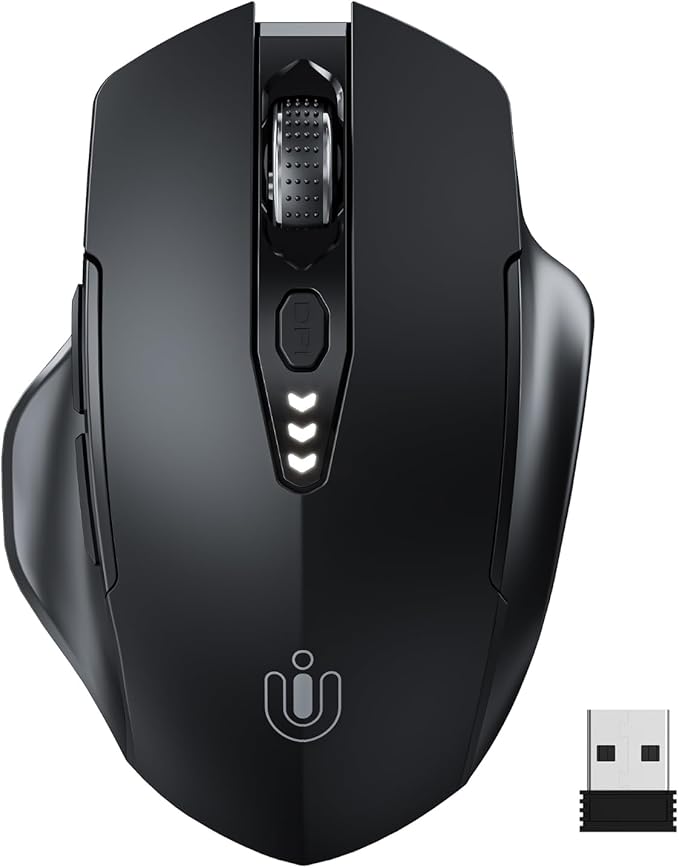 Wireless Mouse, Upgraded 2.4GHz Rechargeable Ergonomic Computer Mouse, 4 Levels