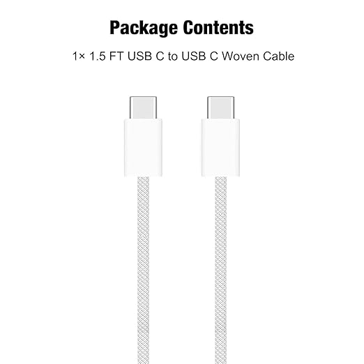 Short iPhone 17/16/16e/15 USB C to USB C Woven Cable