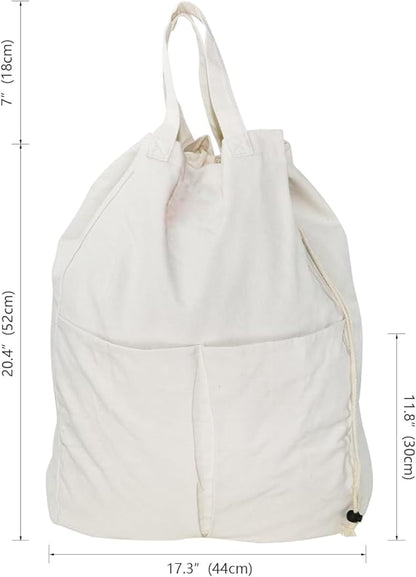 Pack of 2, 100% Breathable Cotton Canvas Laundry Backpack
