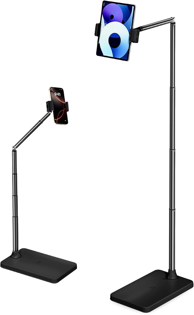 Extended Tablet Floor Stand, 360 Rotating Adjustable iPad Floor Holder