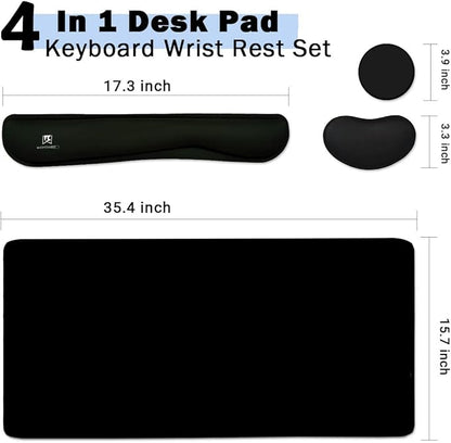 4-in-1 Large Gaming Mouse Pad, Keyboard Wrist Rest Pad & Wrist Support Mousepad