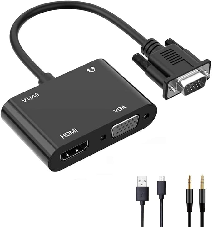 VGA to HDMI VGA Audio Video Cable Adapter Converter Splitter