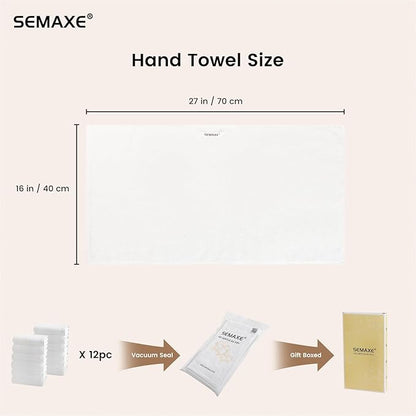 SEMAXE 12 Pack Hand Towels for Bathroom, 100% Cotton Towels