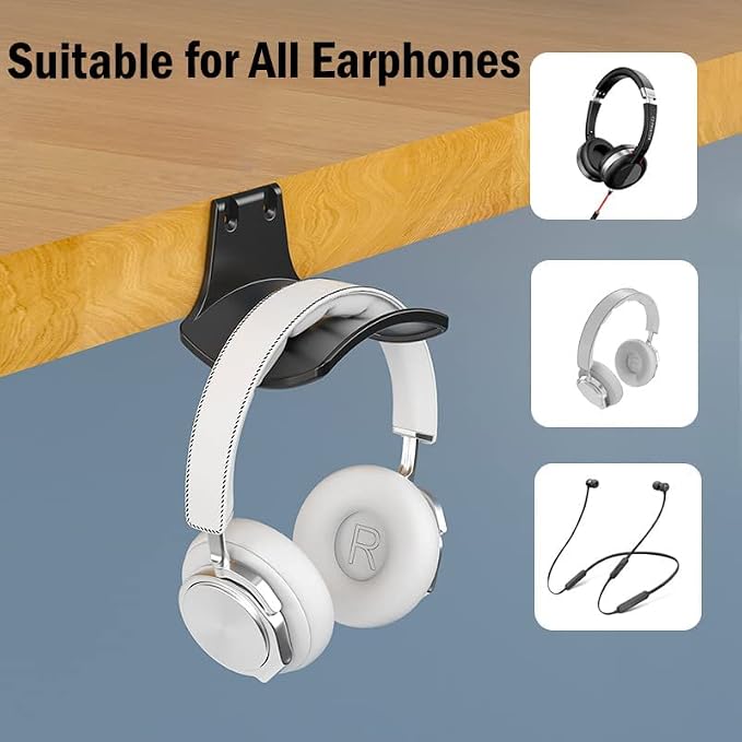2-Pack Headphone Stand Hanger Wall Hooks, Save Space Headset Stand Holder