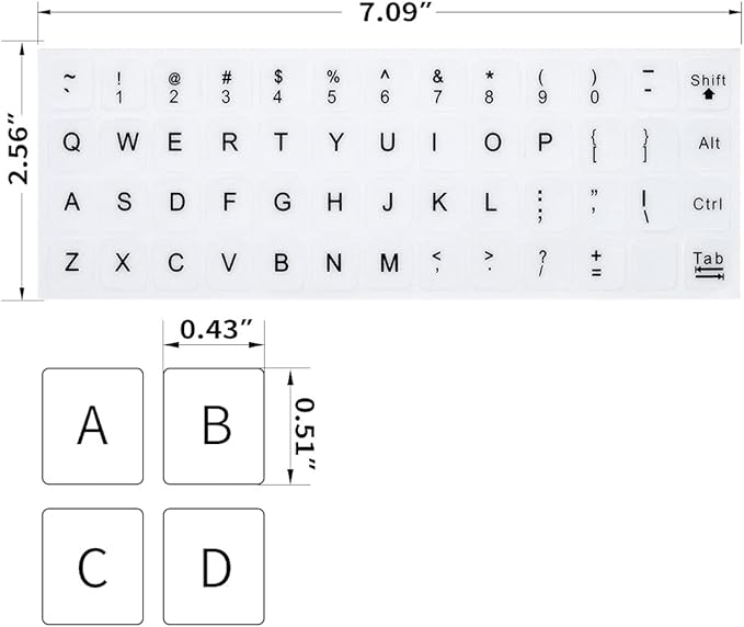 English Keyboard Stickers, Universal Keyboard Replacement Letters English White