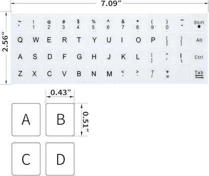 English Keyboard Stickers, Universal Keyboard Replacement Letters English White