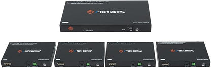 J-Tech Digital HDMI Extender Splitter 4K 60Hz 1 in 4 Out Over Single Cat5e/6