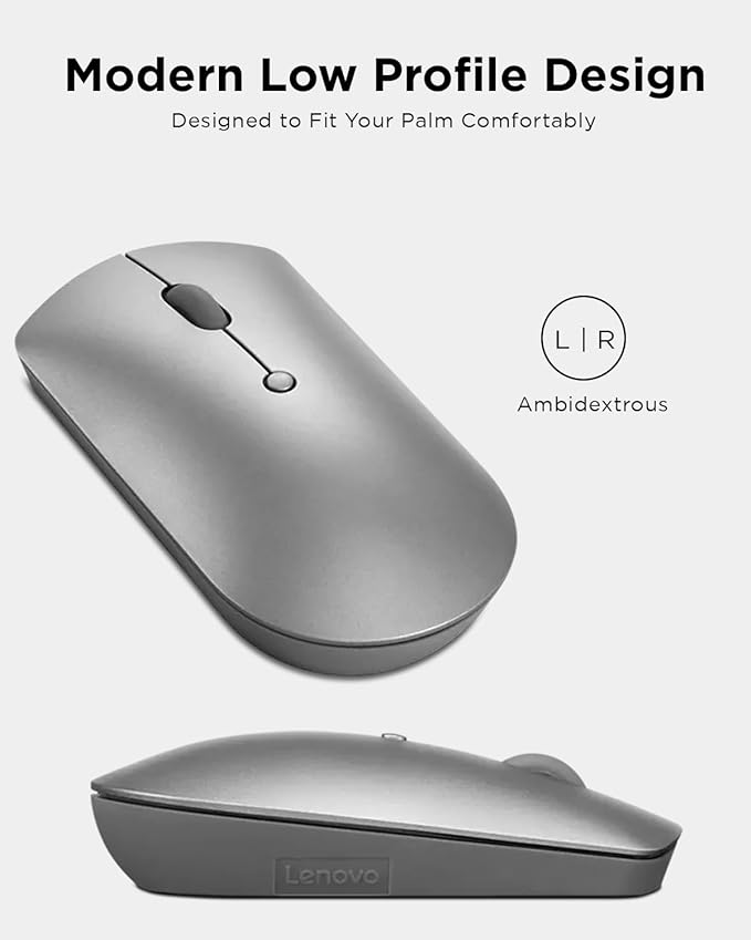 Lenovo 600 Bluetooth Silent Mouse, Adjustable DPI, 4 Button, Microsoft Swift