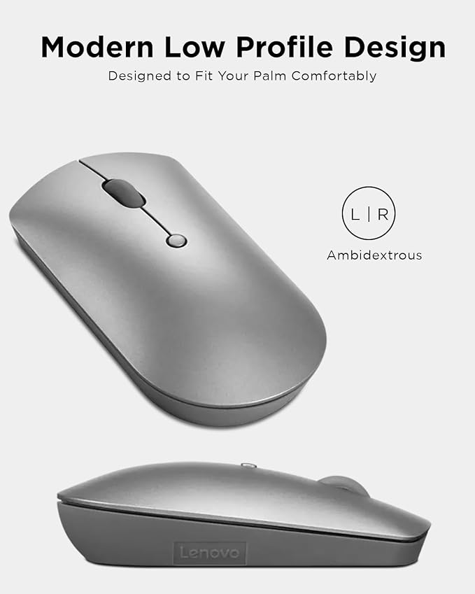 Lenovo 600 Bluetooth Silent Mouse, Adjustable DPI, 4 Button, Microsoft Swift