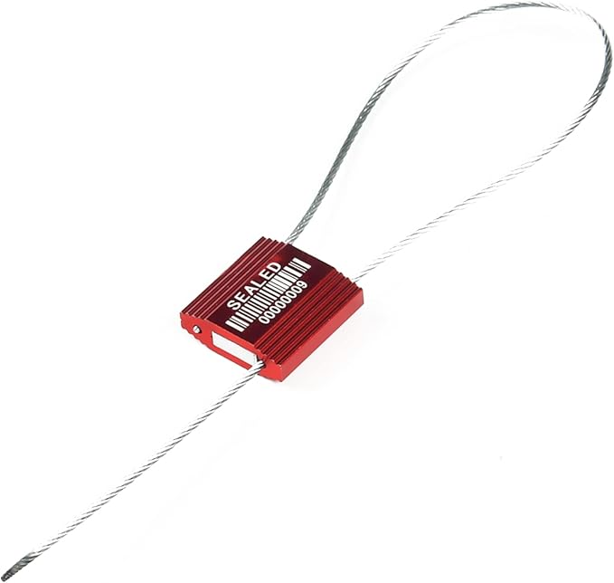 100 Red Steel Cable Seals With Barcode