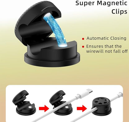11PCS Cable Management Cord Holder Organizer, Magnetic Cable Clips Adhesive