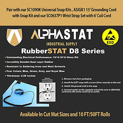 RubberStat Dual Layer ESD Compliant Workstation Rubber Table Mat Kit, Cell