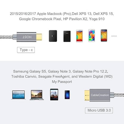CableCreation 3.3FT USB C to Micro B Cable, 10Gbps Speed External Hard Drive