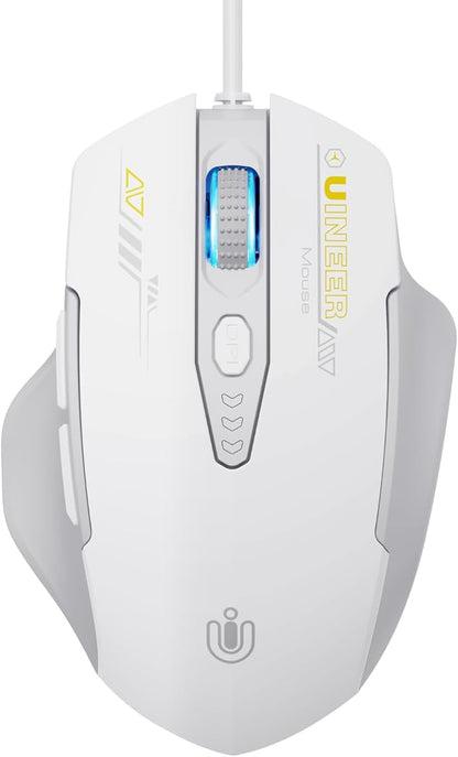 Wired Mouse, 4 Levels Adjustable DPI, 6 Programmable Buttons, Ergonomic