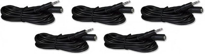 Five Pack of YCS Basics 12 Foot 3.5mm Headphone Extension Cables Male/Female