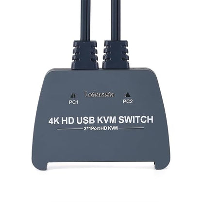 HDMI KVM Switch 1 Monitor 2 Computers, 4K@60Hz KVM Switcher