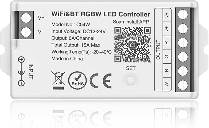 BTF-LIGHTING C04W RGBW PWM SMD FCOB 5PIN LED Strip 2.4GHz Tuya WiFi Group