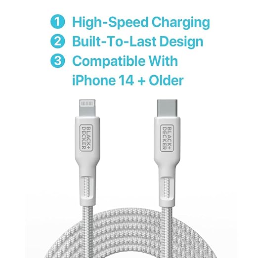 BLACK+DECKER USB C to Lightning Cable