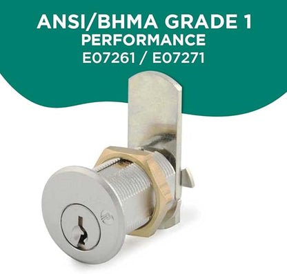 Olympus Lock DCN1 Rekeyable Cam Lock | 1" Cylinder KD Keyed Different | US26D