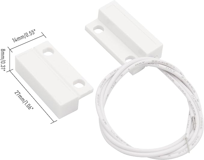 2Pcs Magnetic Reed Switch Wired Surface Mount Normally Closed NC Contact Sensor