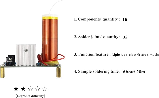 Soldering Practice Kit Music Black Tesla Coil