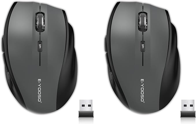 E-YOOSO Wireless Mouse for Laptop, Portable Optical Computer Mouse, 6 Buttons