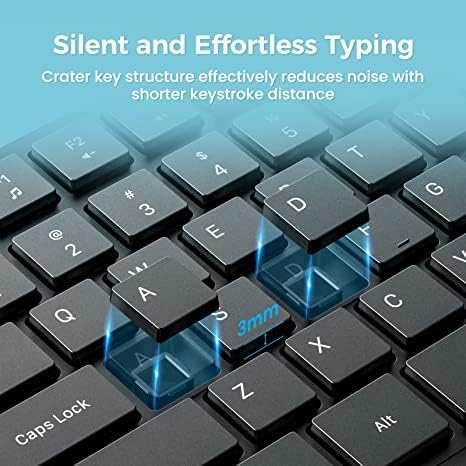Wireless Keyboard and Mouse Combo, Lovaky 2.4G Full-Sized Ergonomic Keyboard