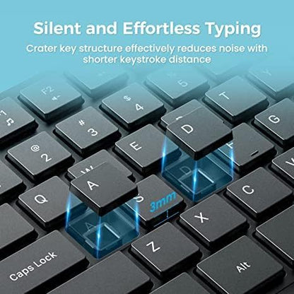 Wireless Keyboard and Mouse Combo, Lovaky 2.4G Full-Sized Ergonomic Keyboard