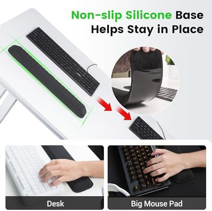 MEKASS Ergonomic Wrist Rest for Keyboard and Mouse, Soft Memory Foam Keyboard