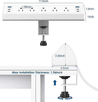 Jgstkcity Desk Clamp Power Strip USB C, 40W Total Fast Charging Station
