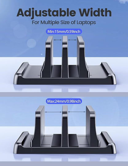 Vaydeer Vertical Laptop Stand for Desk, Dual Slots Plastic Laptop Holder