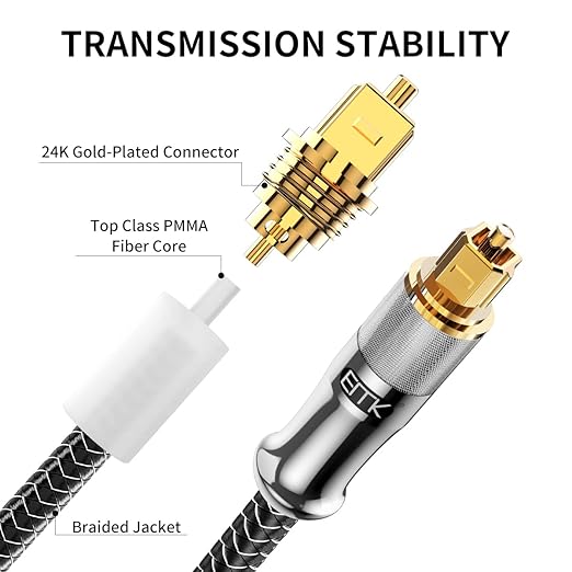 EMK 24K Gold-Plated Optical Audio Cable