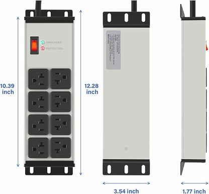 CCCEI Heavy Duty Power Strip Surge Protector 20 AMP, 8 Outlets 12 Gauge