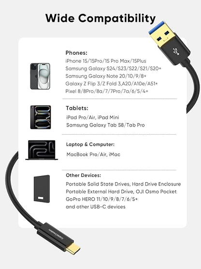 CableCreation USB C to USB A Cable 5FT, Type C to USB 3.1 USB 3.2 Gen2 10Gbps