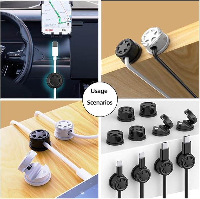 11PCS Cable Management Cord Holder Organizer, Magnetic Cable Clips Adhesive