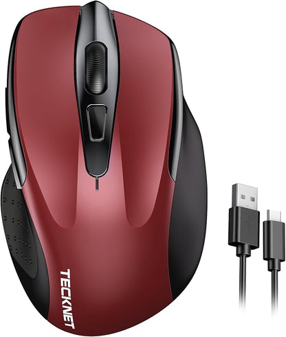 TECKNET Rechargeable Wireless Mouse, 2.4G Silent Mouse, Quiet Click, 6