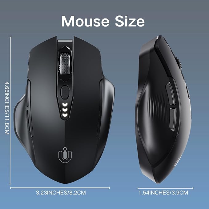Wireless Mouse, Upgraded 2.4GHz Rechargeable Ergonomic Computer Mouse, 4 Levels