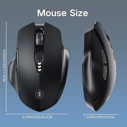 Wireless Mouse, Upgraded 2.4GHz Rechargeable Ergonomic Computer Mouse, 4 Levels