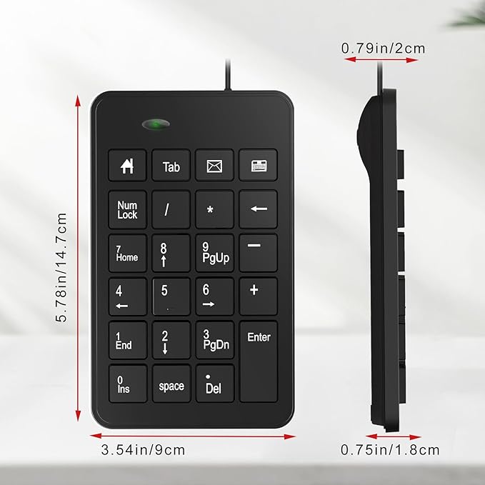 Wired Number Pad, USB Numpad 23 Key Numeric Keypad Financial Accounting