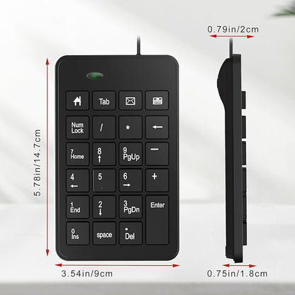 Wired Number Pad, USB Numpad 23 Key Numeric Keypad Financial Accounting