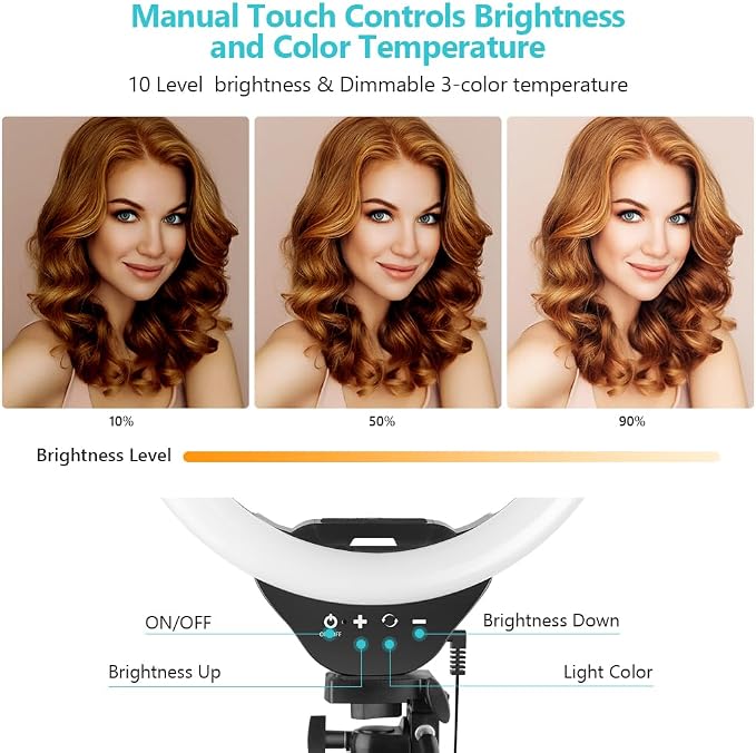 Sensyne 10'' Ring Light with 50'' Extendable Tripod Stand, LED Circle Lights