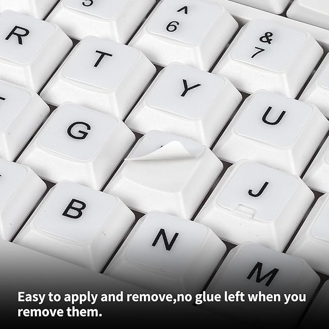 English Keyboard Stickers, Universal Keyboard Replacement Letters English White