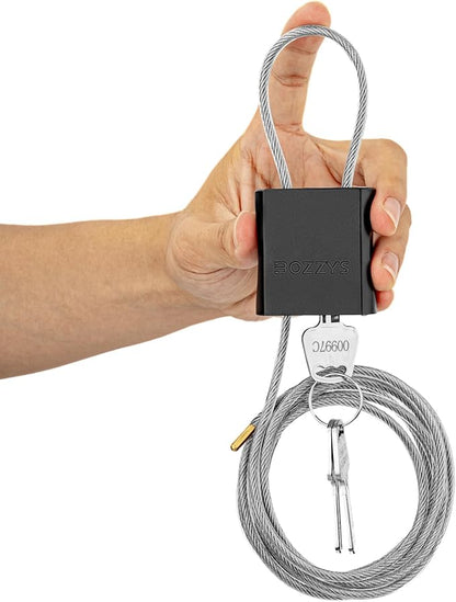 Cable Lock with 3 Keys | L 6.56ft, D 1/6in Adjustable Steel Cable Padlock |