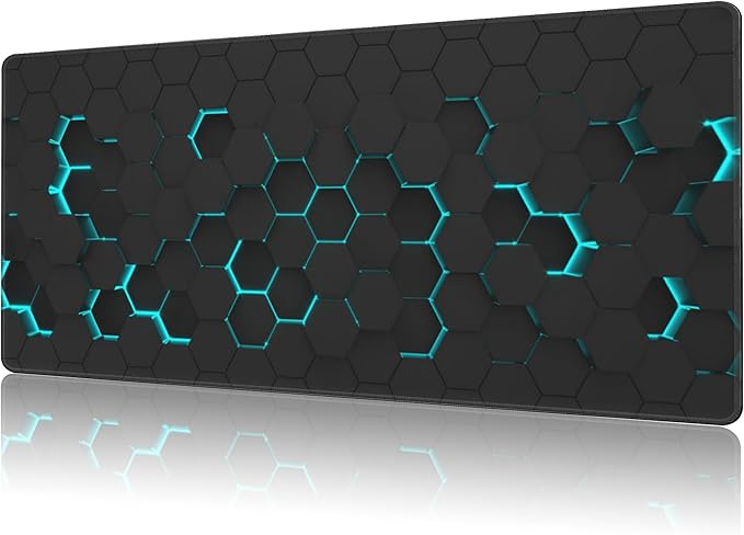 Mouse Pad Large Abstract Hexagonal Neon Non-Slip Game Desk Mat