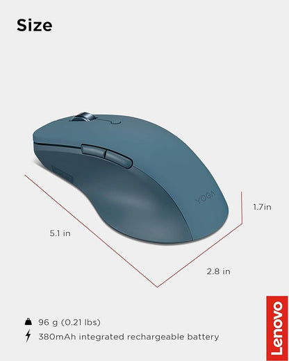 Lenovo Yoga Pro Mouse, USB-C Rechargable, Dual Mode Bluetooth, 6 Button