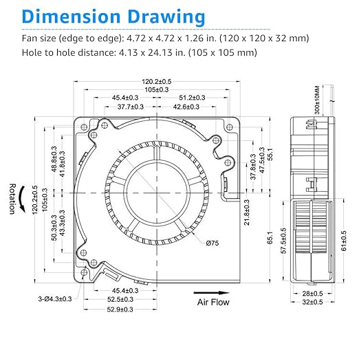 GDSTIME 120mm x 32mm USB Blower Fan